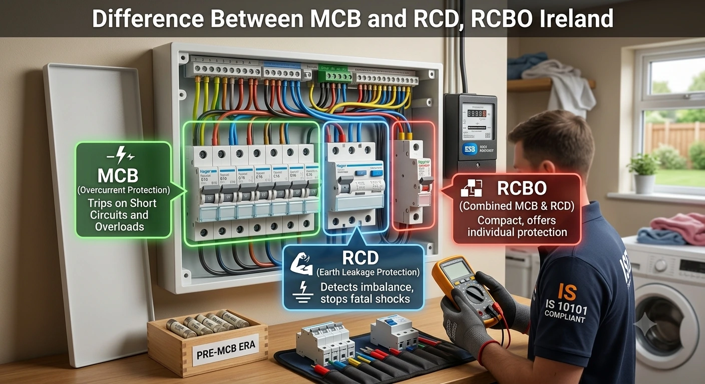 Difference Between MCB and RCD, RCBO Ireland